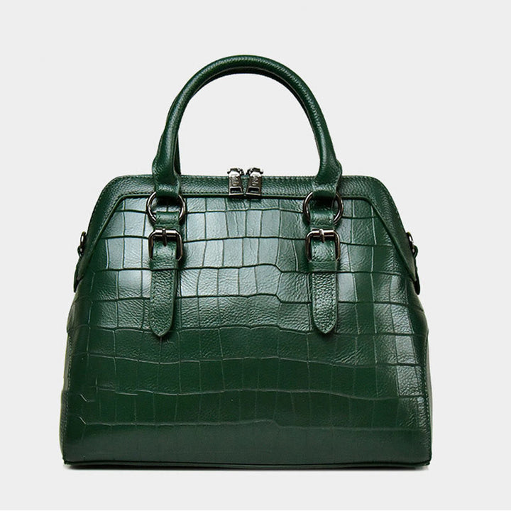 Elegante Handtasche Umhängetasche aus Leder mit Krokodilmuster in reiner Farbe