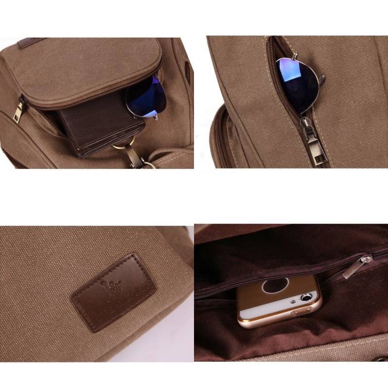 Canvas-Rucksack für Damen und Mädchen, Vintage-Stil, mit Kordelzug, für die Schule, Reisen