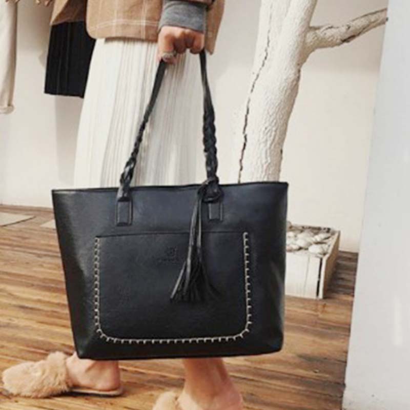 Große Kapazität Business Büro Handtasche Damen weiche PU Quaste Tote Schultertasche
