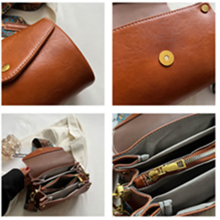 Retro Umhängetasche für Damen PU Leder Schultertasche Satchel Geldbörsen