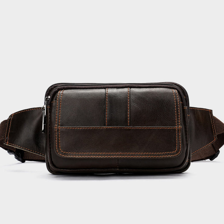 Hüfttasche für Herren, Rindsleder, Outdoor, Laufen, Umhängetasche
