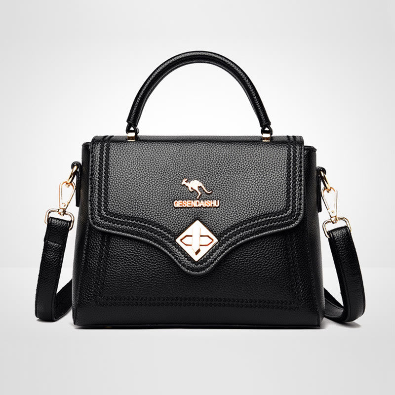 Klassische Tragetasche für den Weg zur Arbeit, minimalistische kleine Lederhandtasche