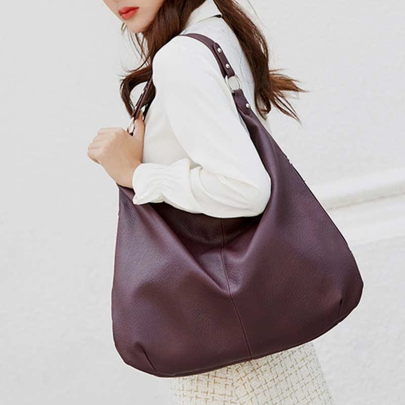Große Hobo-Tasche aus weichem Leder, Handtasche, Tragetasche für den Alltag für Damen