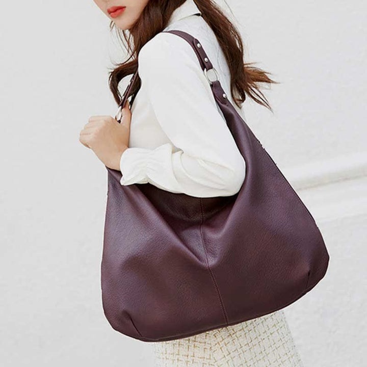 Große Hobo-Tasche aus weichem Leder, Handtasche, Tragetasche für den Alltag für Damen
