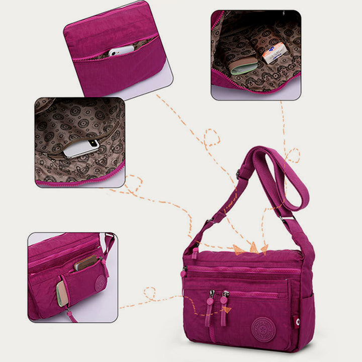 Handtasche mit mehreren Taschen für Damen, wasserdichte Umhängetasche aus Nylon für die Reise