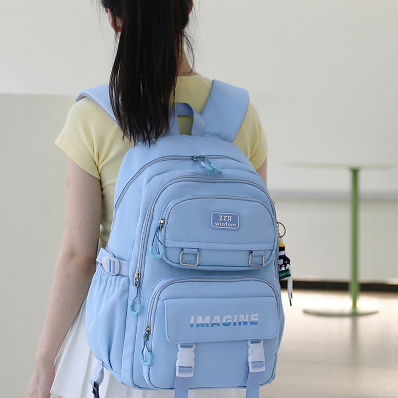 Mädchen Rollrucksack für die Schule wasserdichte Nylonräder Geldbörse