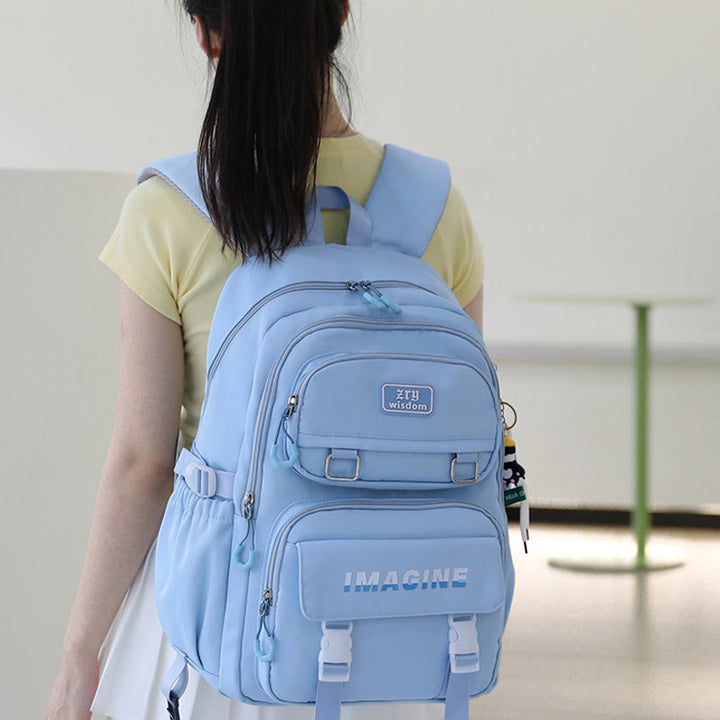 Mädchen Rollrucksack für die Schule wasserdichte Nylonräder Geldbörse