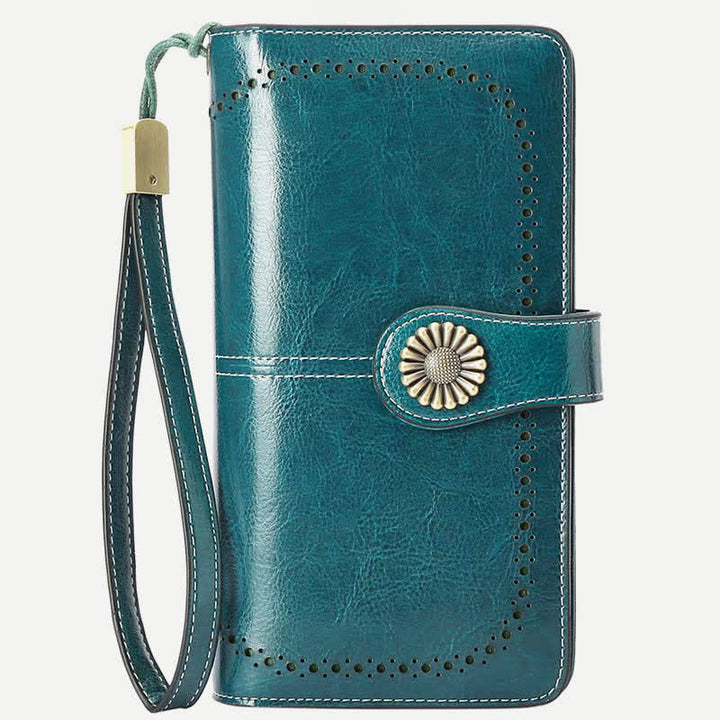Damen RFID-blockierende Ledergeldbörse mit mehreren Steckplätzen, Kreditkartenetui, Clutch