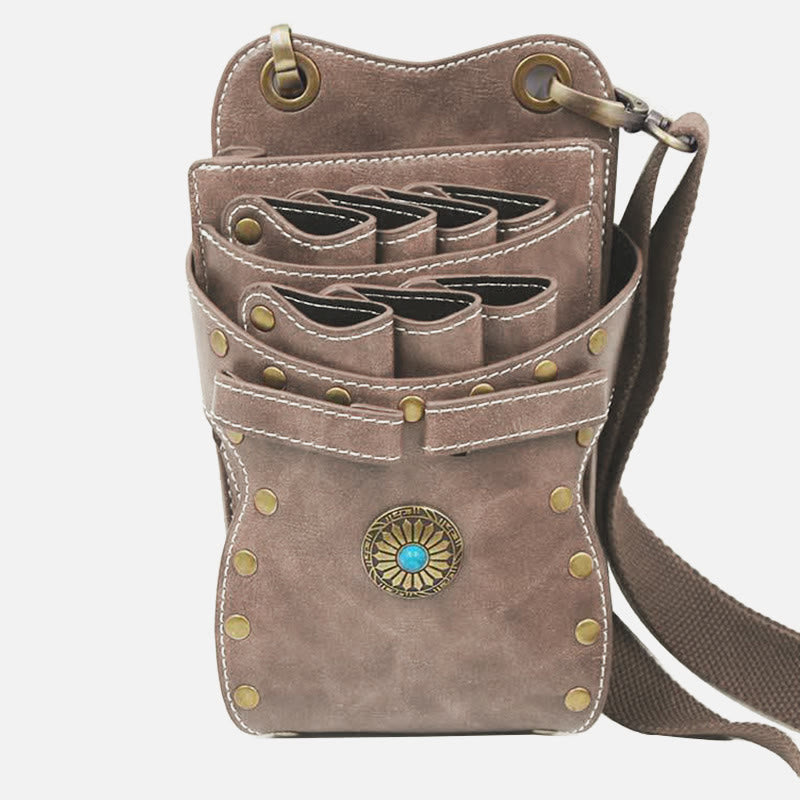 Nieten-Gürteltasche für Friseursalon, einfarbig, Scheren-Set