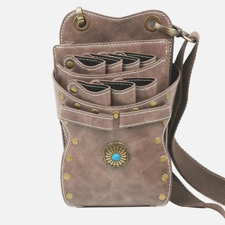 Nieten-Gürteltasche für Friseursalon, einfarbig, Scheren-Set