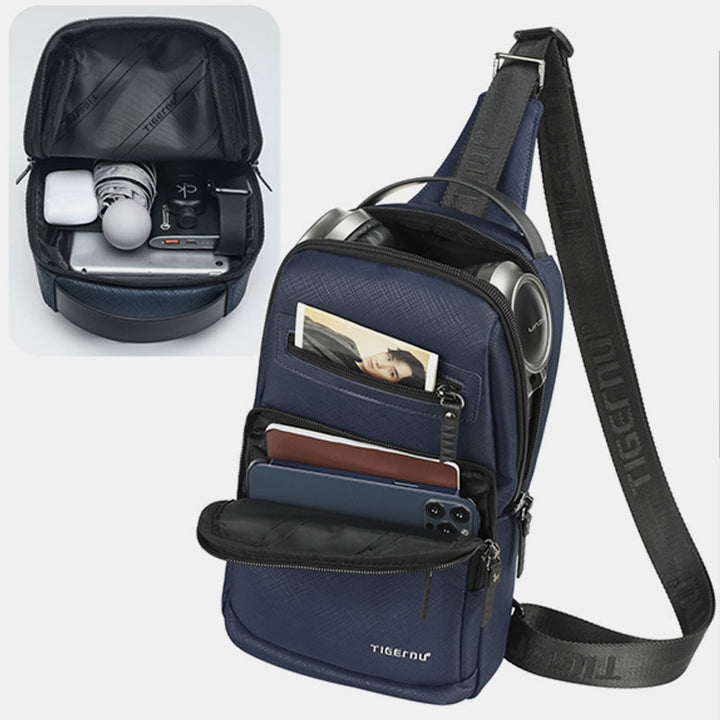 Wasserdichte, langlebige Schultertasche mit Reißverschluss und mehreren Taschen, großes Fassungsvermögen