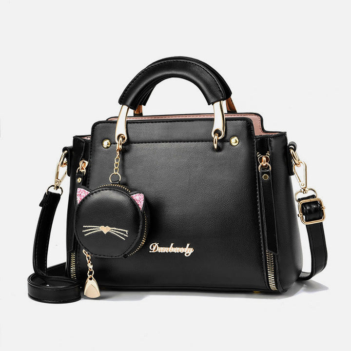 Süße Kätzchen-Handtasche mit abnehmbarem Riemen für Damen, Umhängetasche