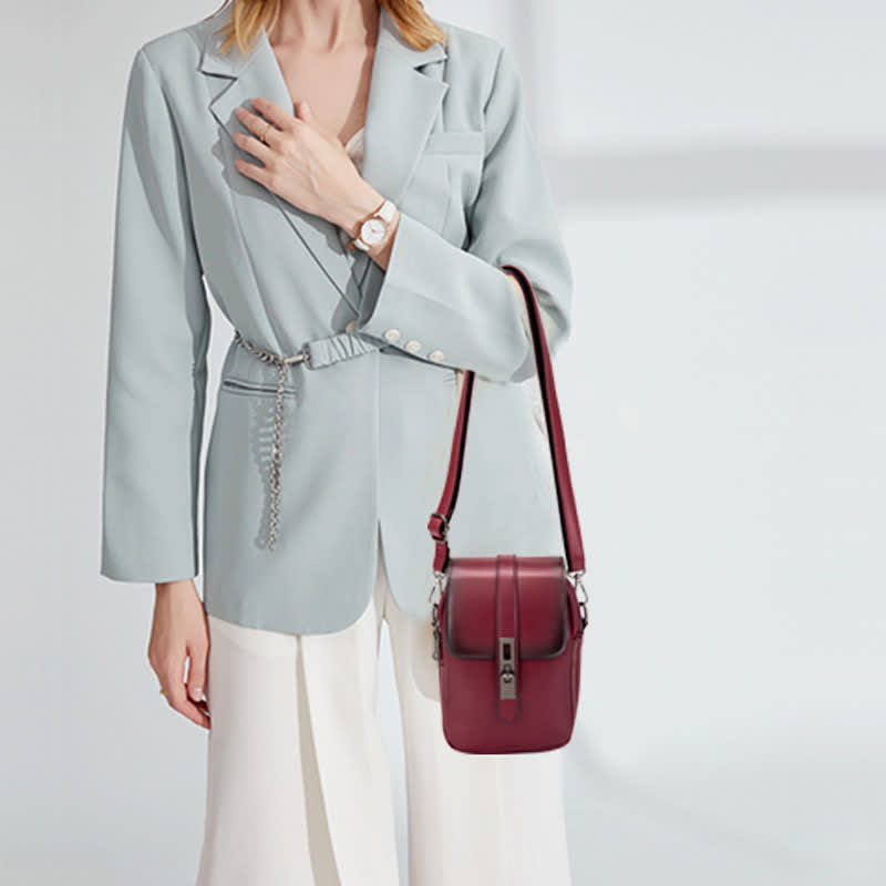 Retro-Handytasche, Mini-Umhängetasche aus Leder, Geldbörse für Damen