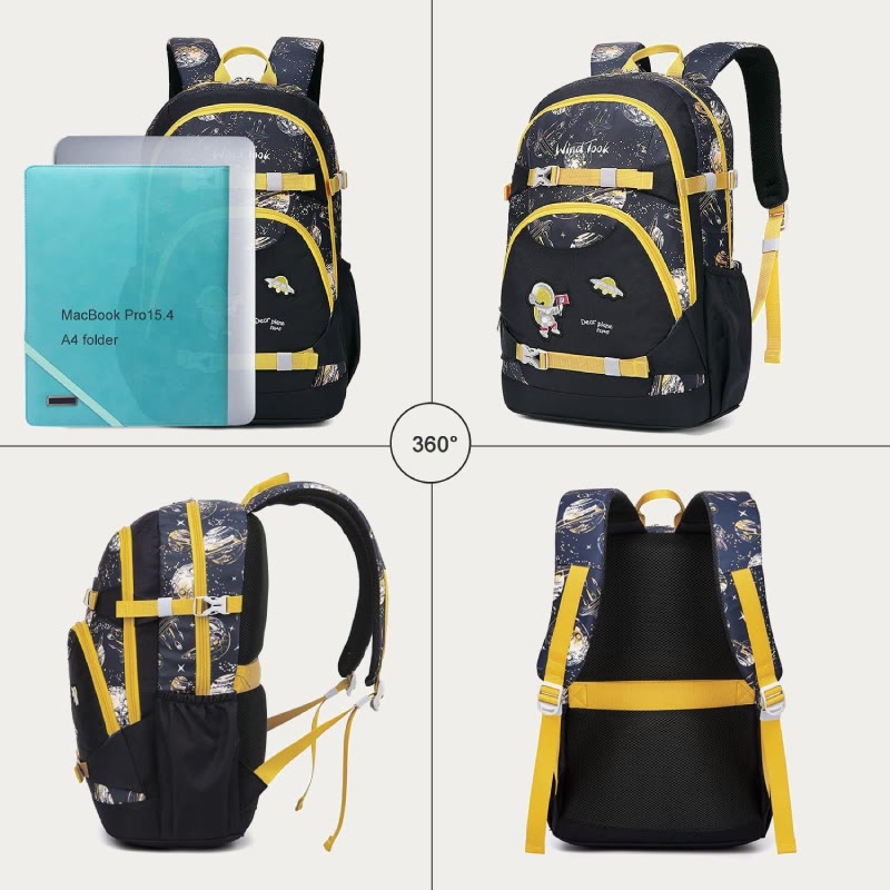 Rucksack für Mädchen, Stickerei, Schultasche mit Lunchbox für Kinder und Teenager