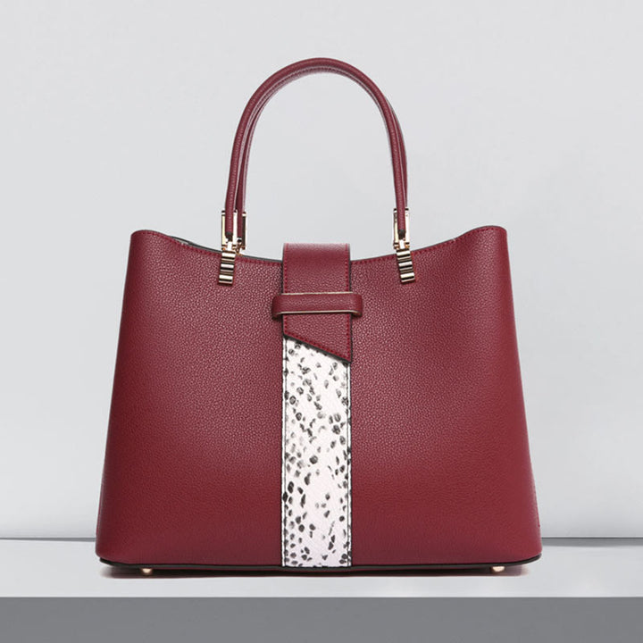 Damen Elegante Handtasche Schlangenhaut Textur Dekor Strapazierfähiges Leder Tote
