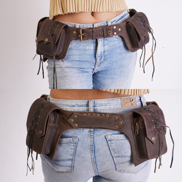Mittelalterliche Beuteltasche für den Außenbereich, Vintage-Quaste, Wikinger-Gürteltasche
