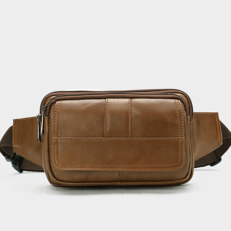 Hüfttasche für Herren, Rindsleder, Outdoor, Laufen, Umhängetasche