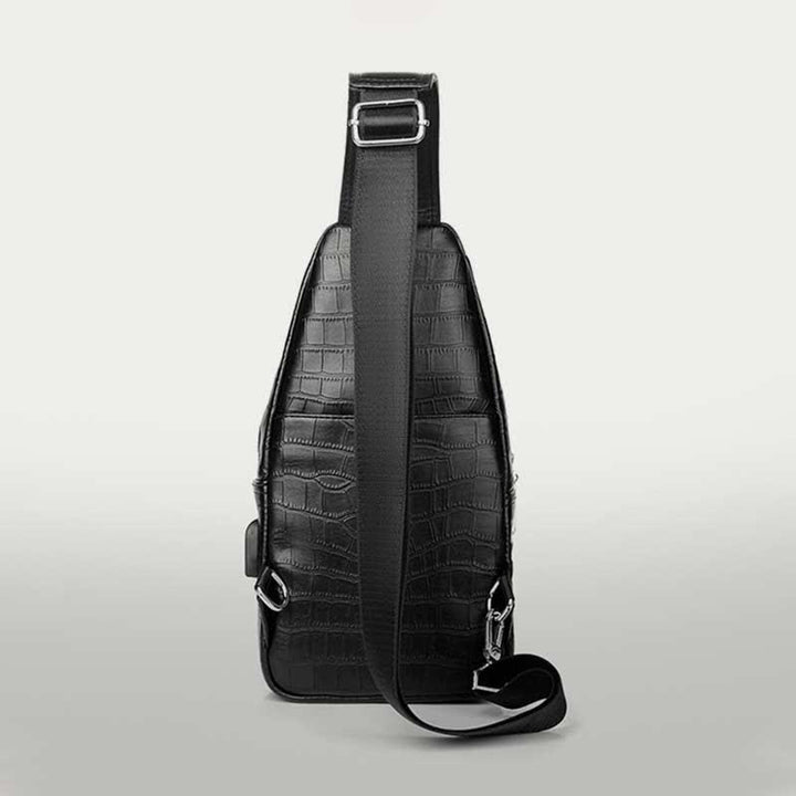 Sling-Rucksack aus Krokodil-Maserungsleder für Herren, Schultertasche, Reise-Tagesrucksack