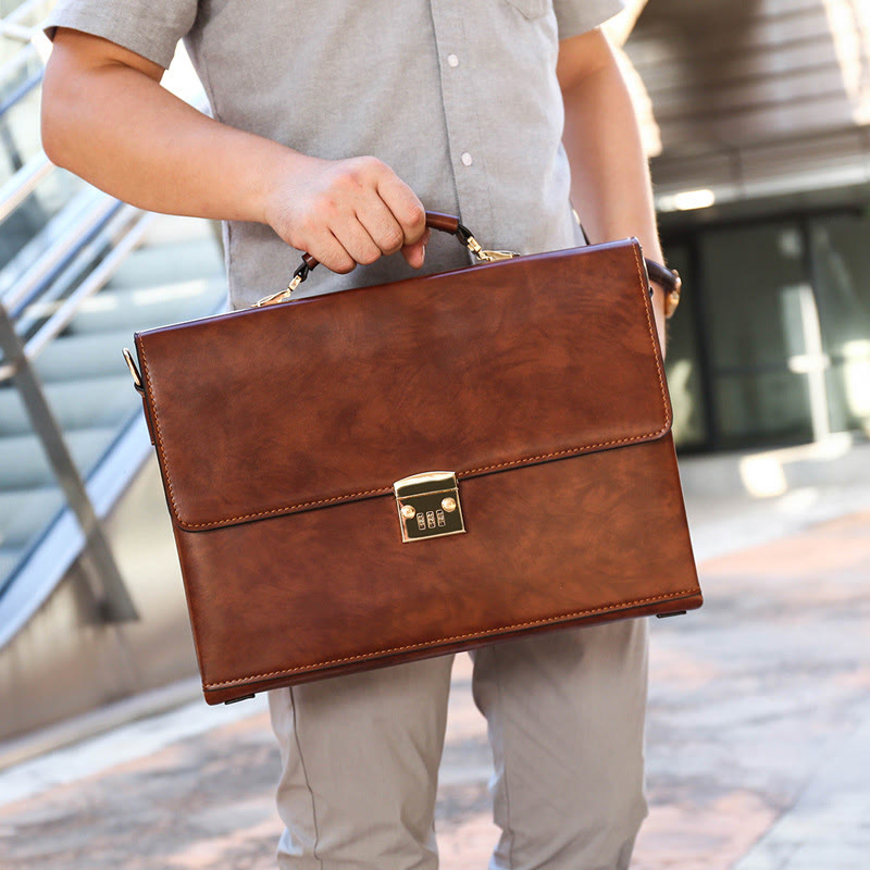 Messenger Bag für Herren, groß, Vintage, mit Schloss, Aktentasche