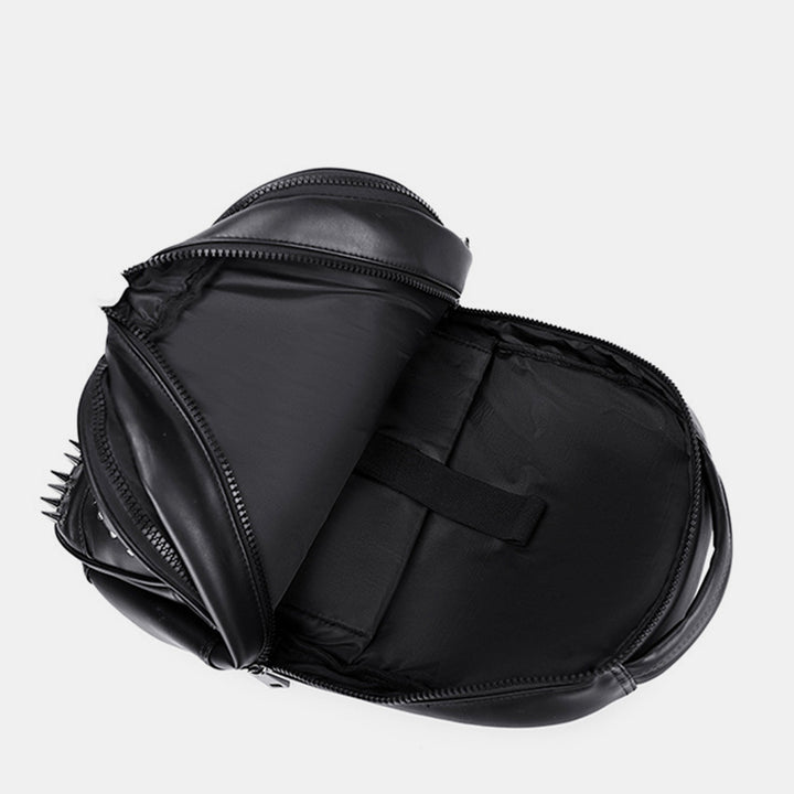 3D Totenkopf Punk Nieten Leder Rucksack Wasserdicht Geprägte Geister Kopf Knapsack