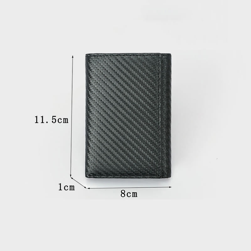 Dreifach gefaltete Herren-Geldbörse aus Leder mit RFID-Blockierung, minimalistisches Kohlefaser-Muster