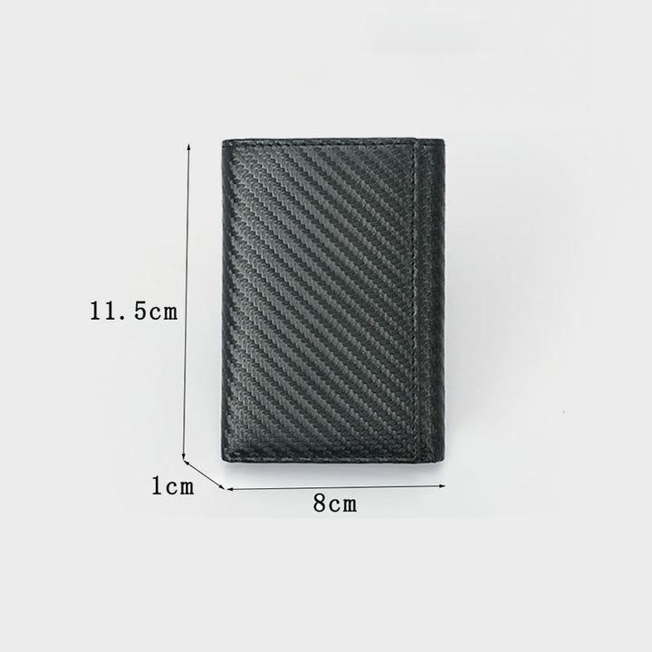 Dreifach gefaltete Herren-Geldbörse aus Leder mit RFID-Blockierung, minimalistisches Kohlefaser-Muster
