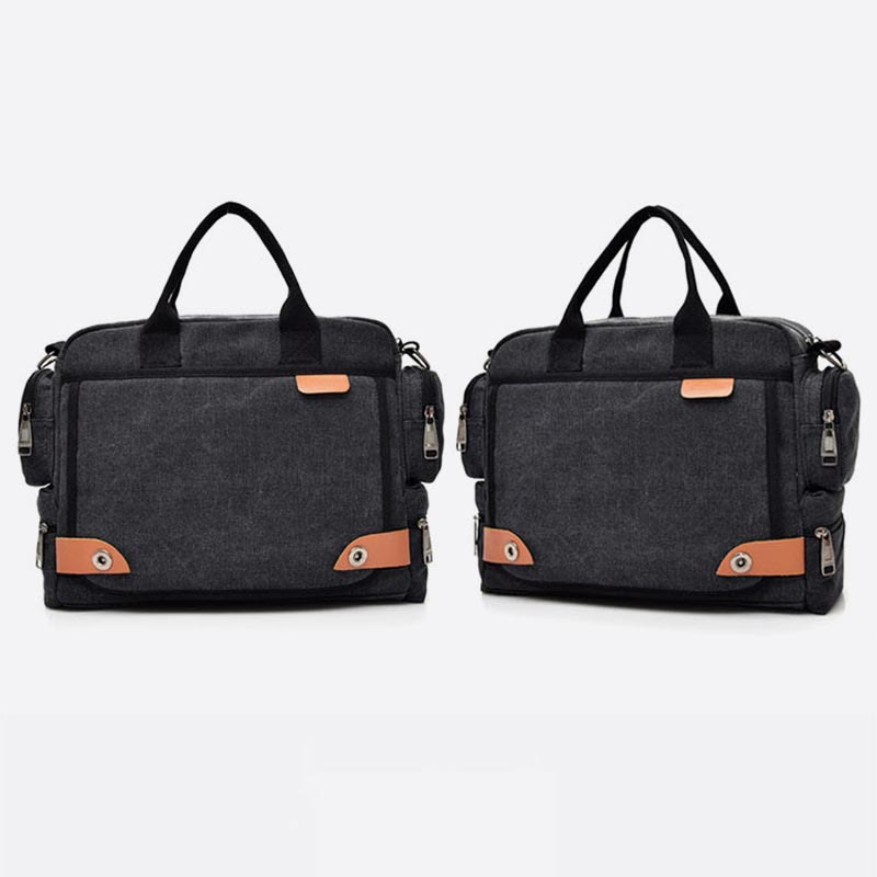 Messenger Bag für Herren, lässige Umhängetasche aus Canvas mit mehreren Taschen