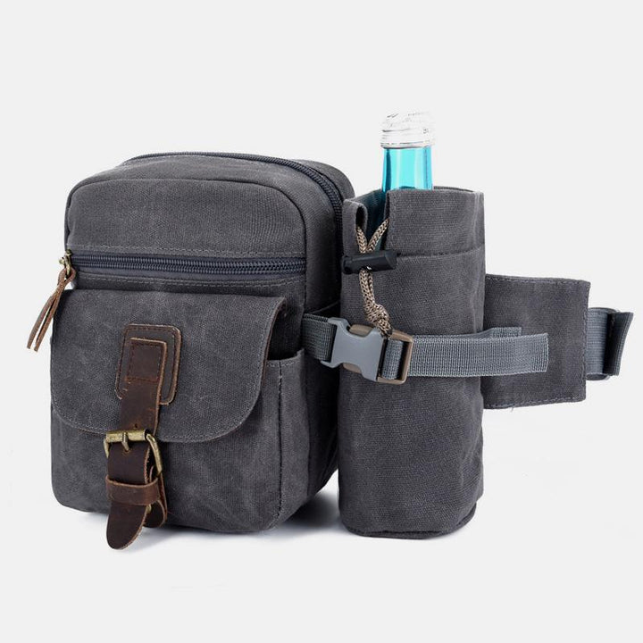 Canvas-Gürteltasche für Damen und Herren, Hüfttasche, Brusttasche mit Flaschenfach