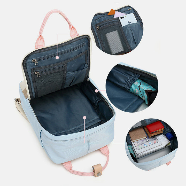 Großer Vintage-Reiserucksack mit mehreren Taschen im College-Stil