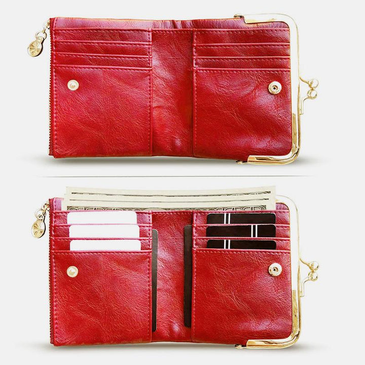 Multifunktionale, zweifach faltbare Münzbörse im Vintage-Stil mit Kiss Lock