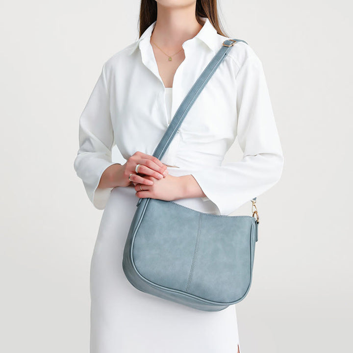 Umhängetasche für Damen mit doppeltem Riemen, elegante Tasche aus PU-Leder