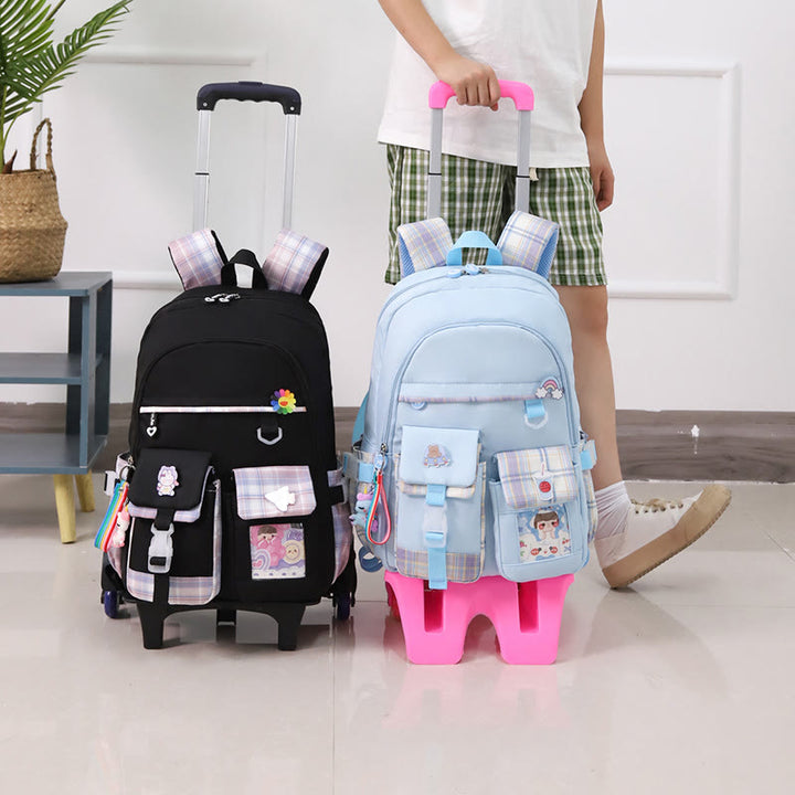 Schulrucksack für Kinder mit süßem Muster und Rollen