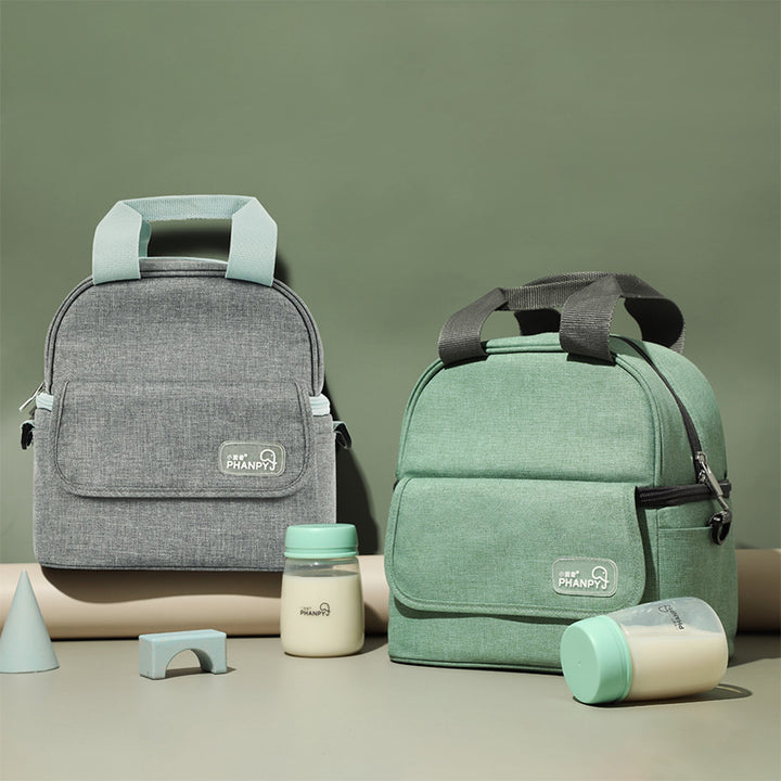 Isolierte Babyflaschentasche, Mamatasche, Kühltasche für Muttermilch mit konturiertem Eisbeutel