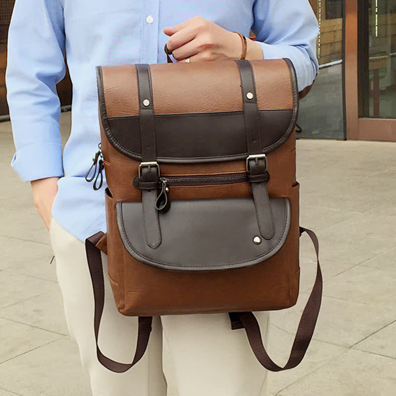 Laptop-Rucksack aus Leder für Herren, großes Fassungsvermögen, für Uni, Reisen, Büro, Tagesrucksack