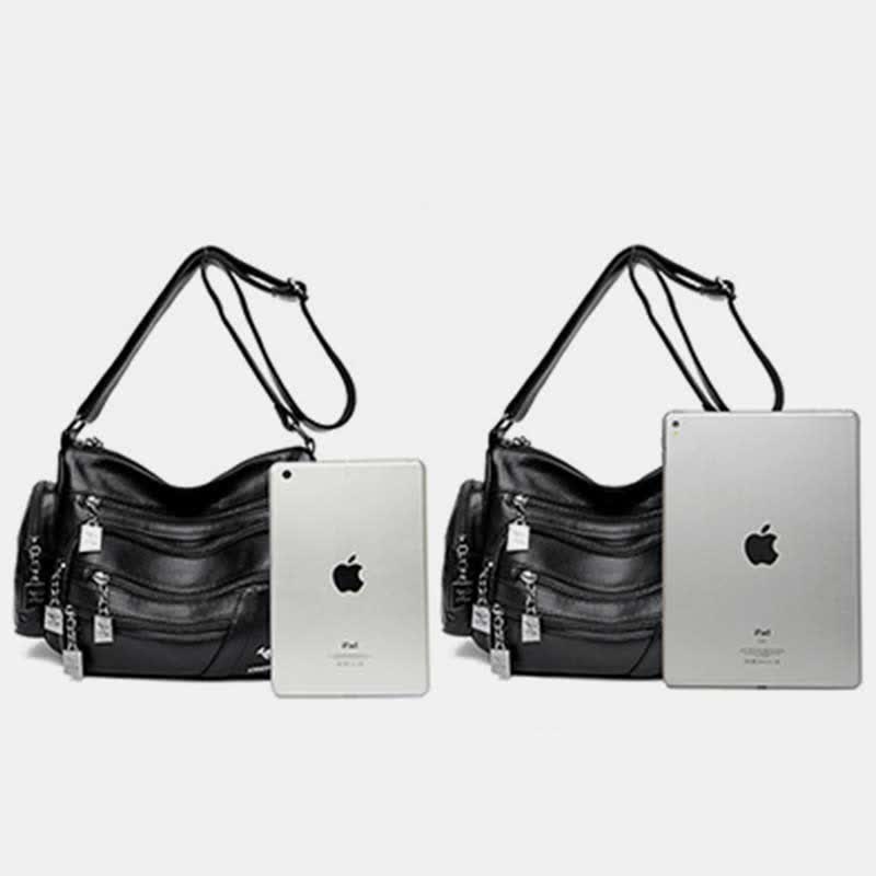 Umhängetasche aus Leder mit schweren Taschen und großer Kapazität, Tagesrucksack, Schultertasche