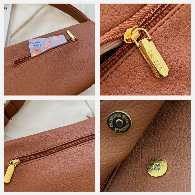 Umhängetasche für Damen, schlichte und lässige Hobo-Tasche aus PU-Leder