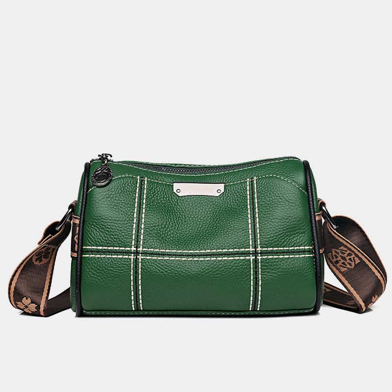 Kleine Umhängetasche aus echtem Leder mit drei Fächern, Schultertasche für Damen