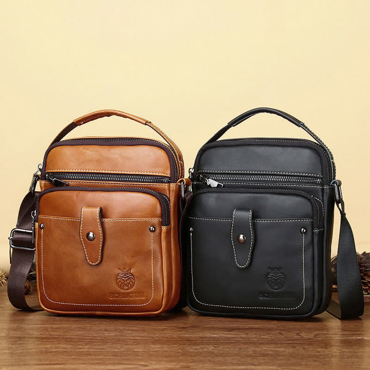 Kleine Umhängetasche aus Leder für Herren, Retro-Arbeits- und Business-Schulterhandtasche