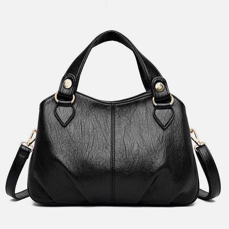 Damen Dreifach-Umhängetasche aus Leder mit Henkel oben, Umhängetasche, Handtasche