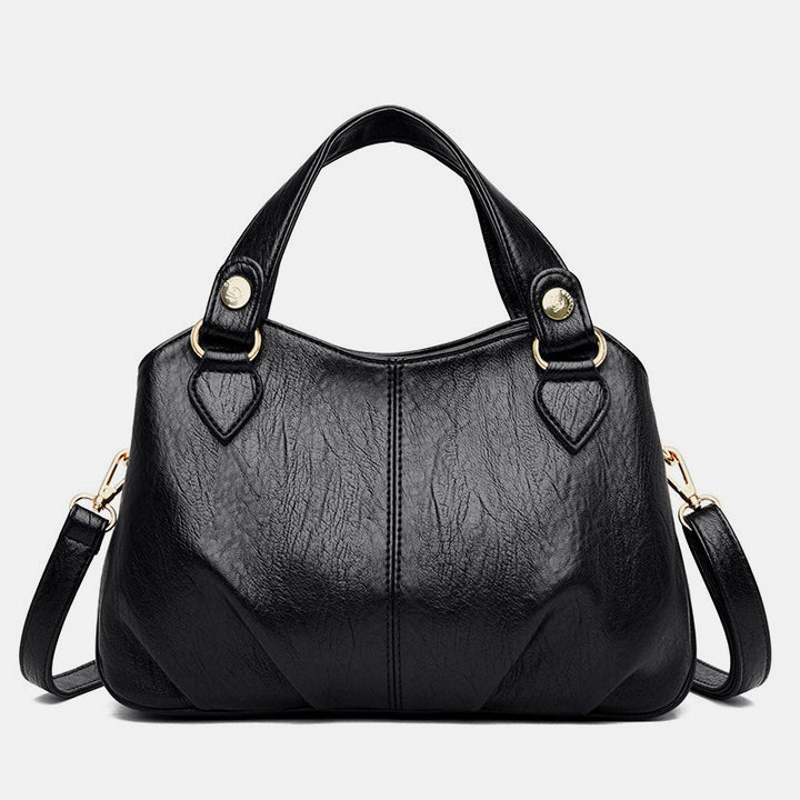 Damen Dreifach-Umhängetasche aus Leder mit Henkel oben, Umhängetasche, Handtasche