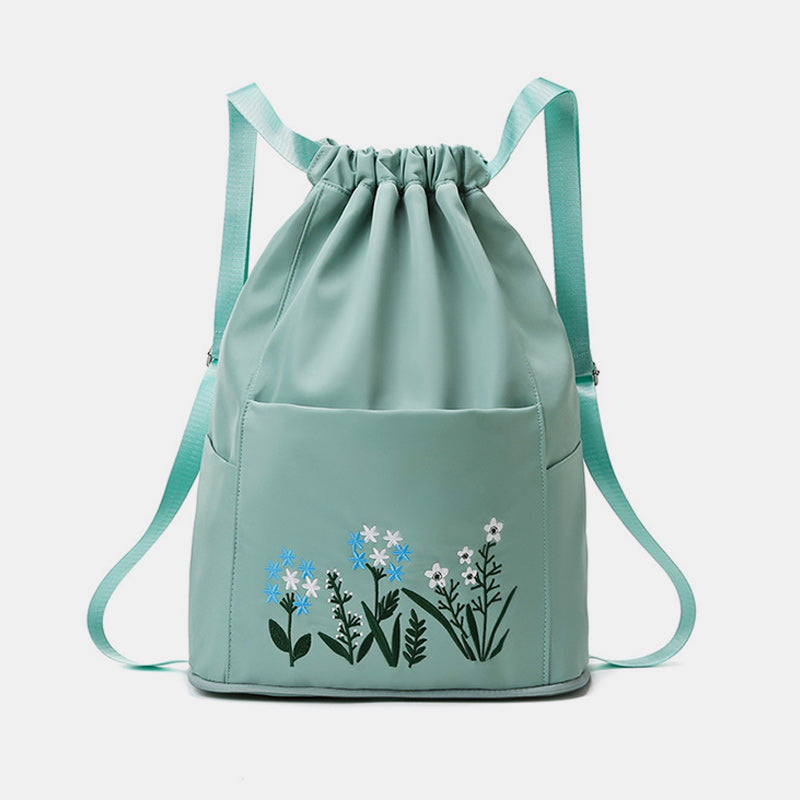 Wasserdichter, faltbarer Fitness-Reiserucksack mit großer Kapazität und Blumenstickerei 