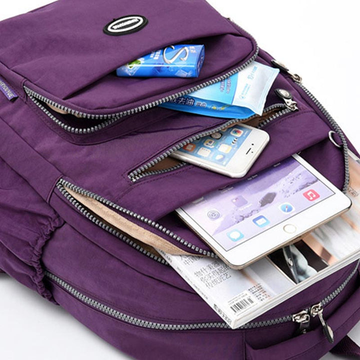 Nylon-Rucksack mit mehreren Taschen, leichter, lässiger Reise-Tagesrucksack für Damen