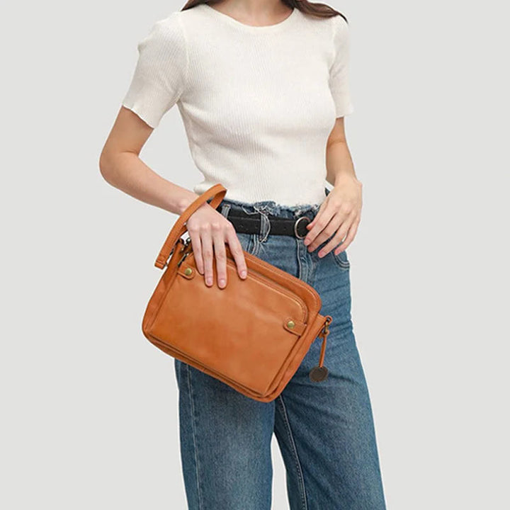 Vintage Dreilagige Umhängetasche aus Leder für Damen