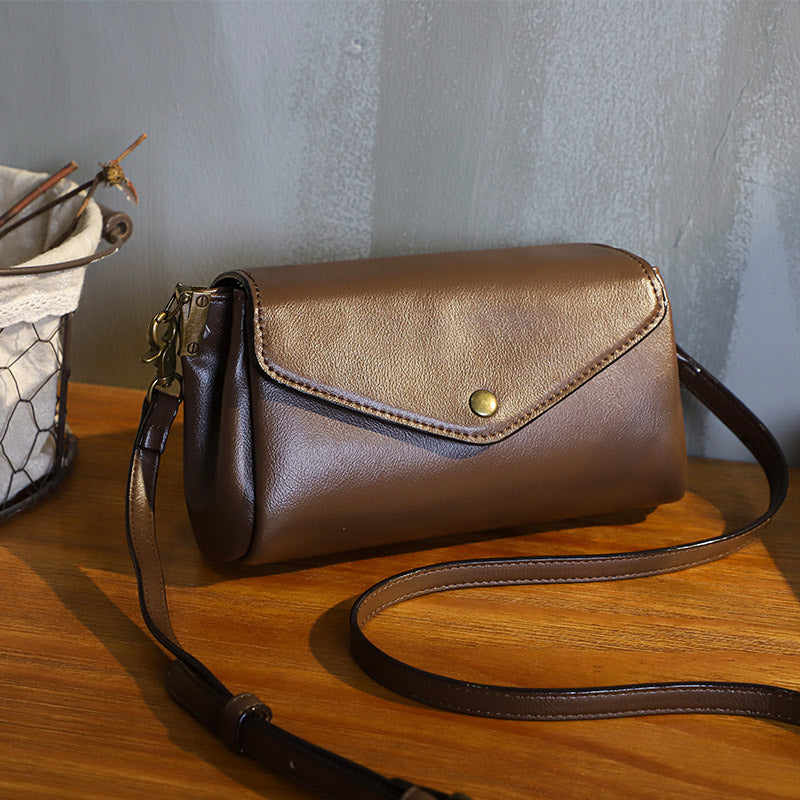 Retro Echtleder Handgemachte Umhängetasche Multi-Slot Schultertasche