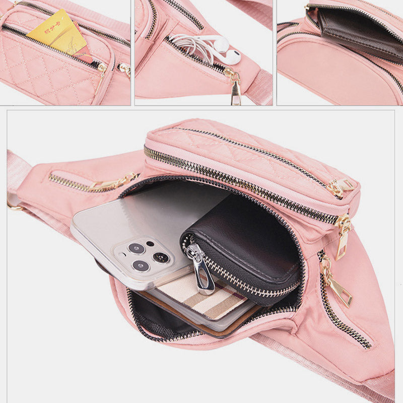 Leichte, funktionale Brust-Schultertasche für Damen mit Metallkettenriemen
