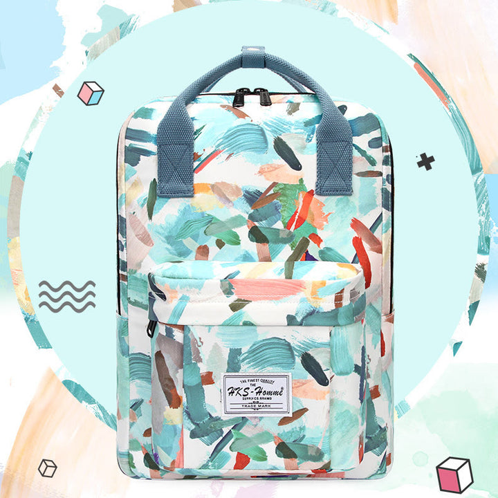 Mehrfarbig bedruckter Laptop-Rucksack, 15,6 Zoll, College-Schule, Büchertasche, Reise-Tagesrucksack