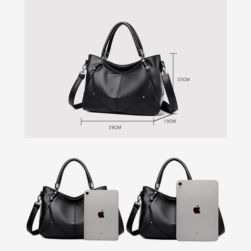 Weiche Lederhandtasche für Damen, verstellbarer breiter Riemen, minimalistische Umhängetasche