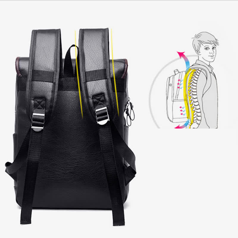 Laptop-Rucksack aus Leder für Herren, großes Fassungsvermögen, für Uni, Reisen, Büro, Tagesrucksack