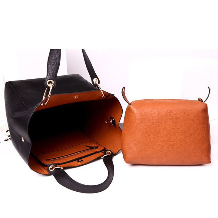Klassische Tragetasche für Damen, einfarbig, Set mit Pendlertaschen für Büro und die Arbeit