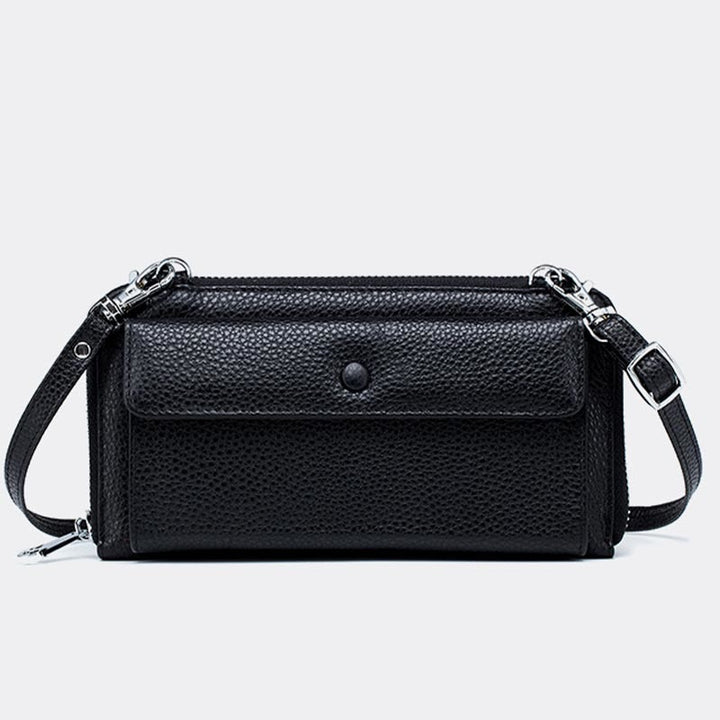 Echtes Leder Touchscreen Telefon Tasche Brieftasche Umhängetasche - Schwarz - image 9